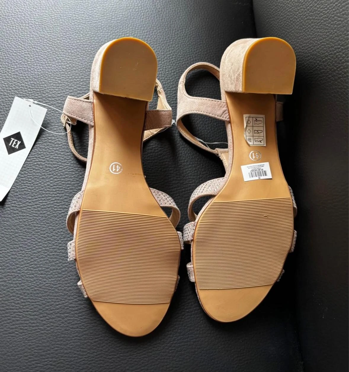 👡 Pink nubuck sandals with shiny rhinestones - Size 41 – photo 4